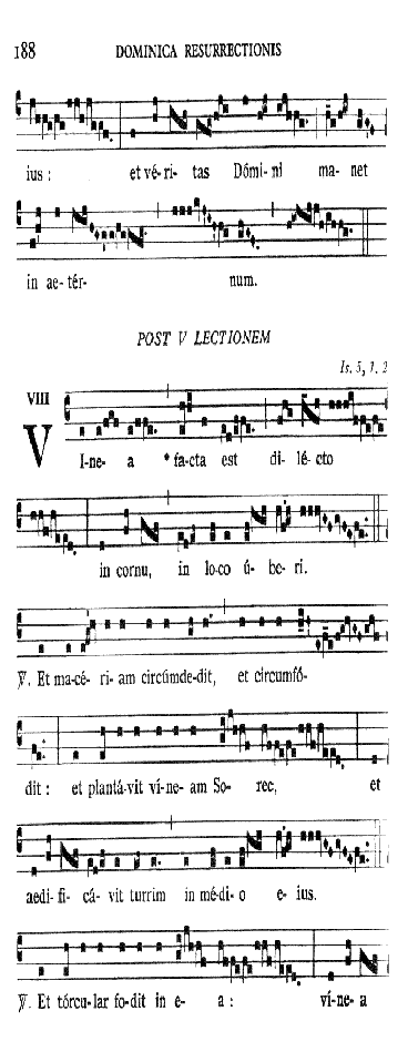 Beispiel einer Quadratnotation mit vier Notenlinien