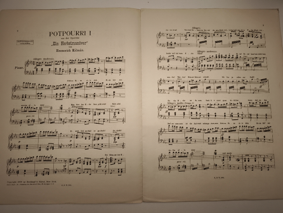 Partiturseite aus einer Operette von Kálmán