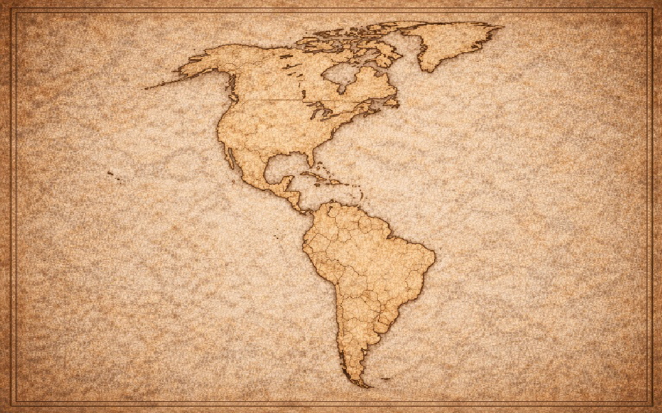 Karte Amerikas mit Schriftregionen