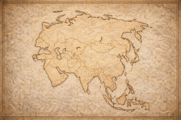Karte der Schriftregionen Asiens