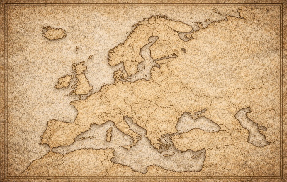 Karte der Schriftfamilien Europas